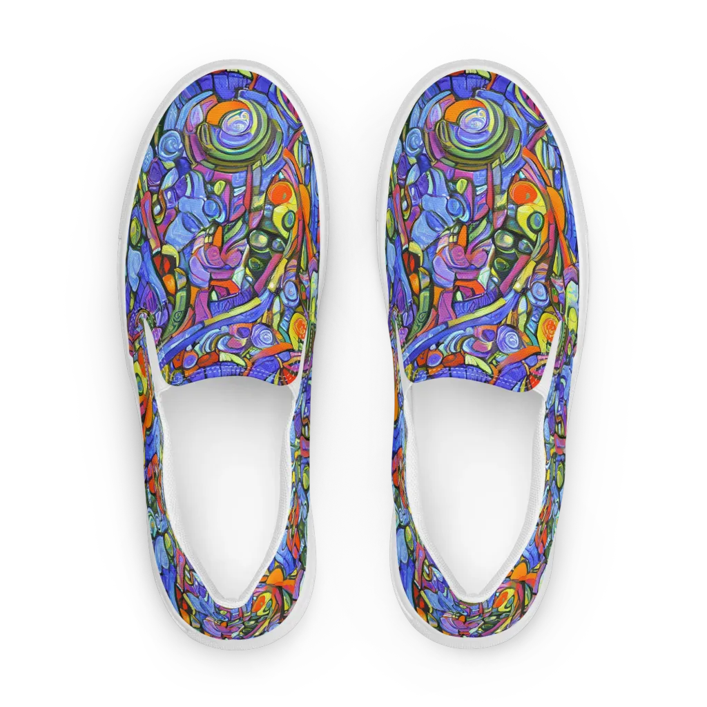 Kaleidoscope Voltage on Men's Slip-On Canvas Shoes — Front