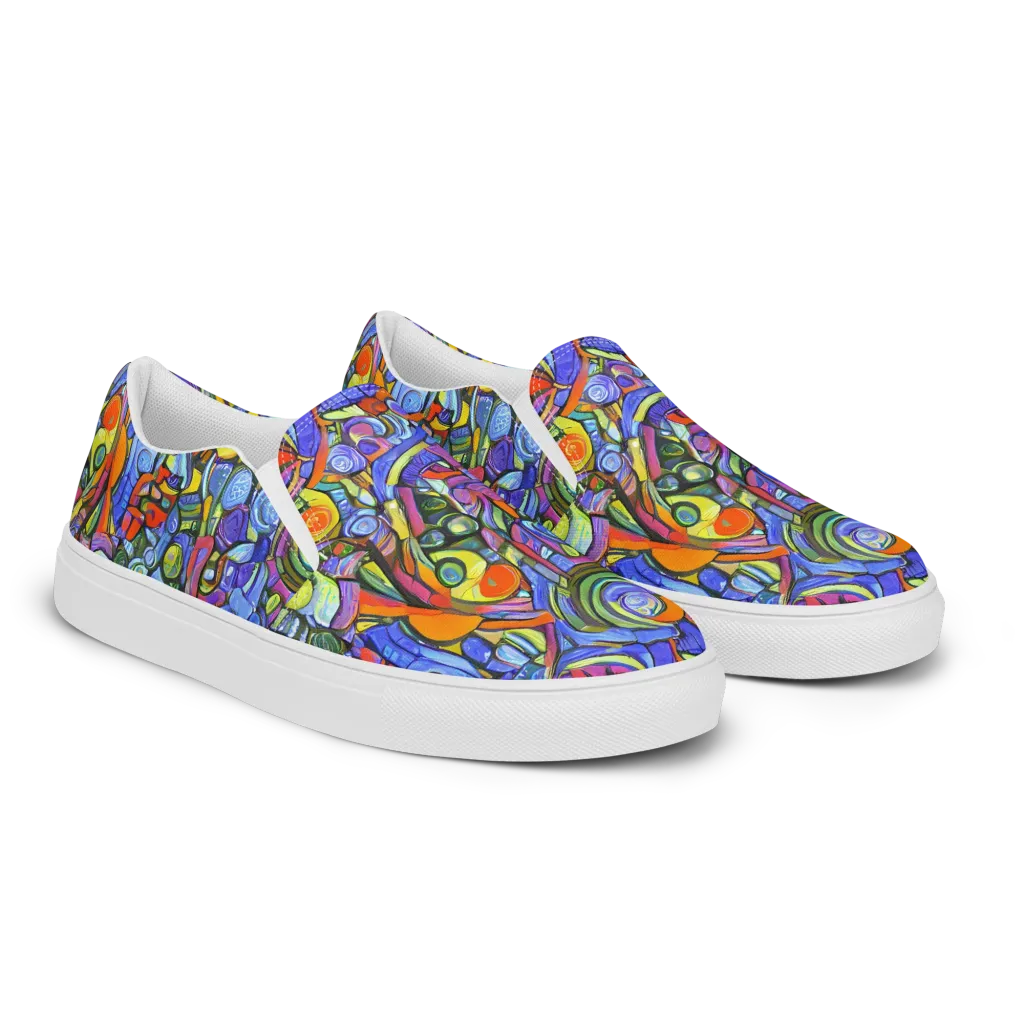 Kaleidoscope Voltage on Men's Slip-On Canvas Shoes — Right Front