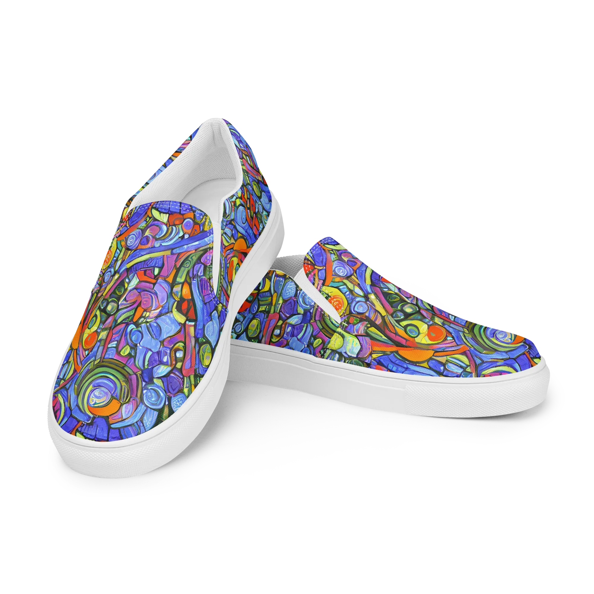 Kaleidoscope Voltage on Men's Slip-On Canvas Shoes — Left Front