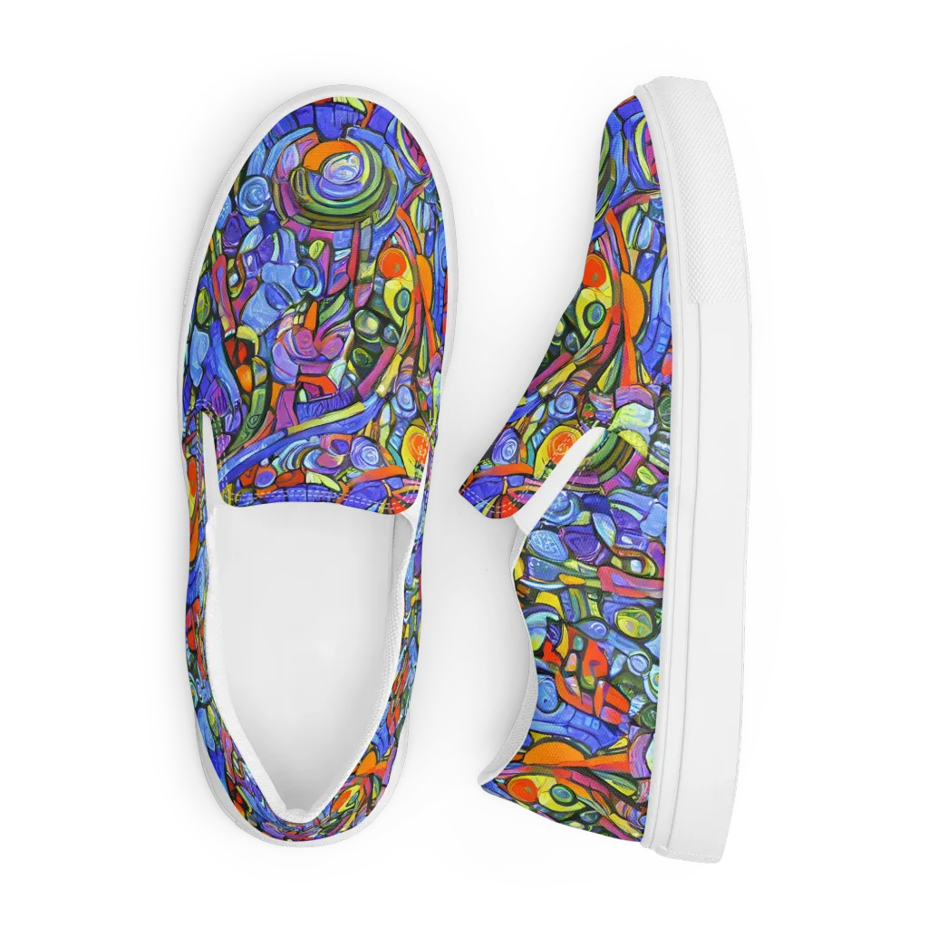 Kaleidoscope Voltage on Men's Slip-On Canvas Shoes — Front