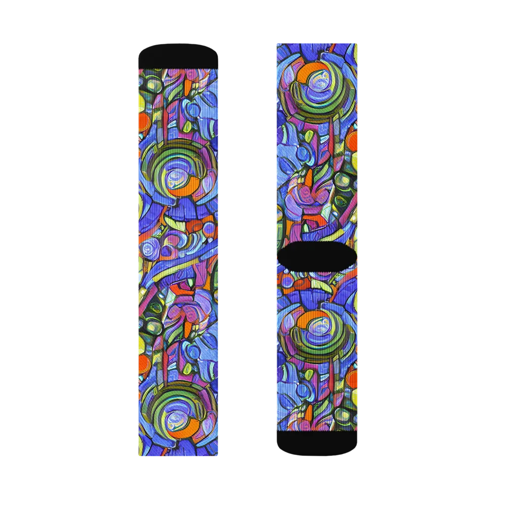 Kaleidoscope Voltage on Socks — Left Sock