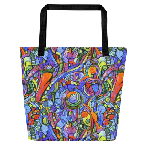Kaleidoscope Voltage on a Large Tote Bag W/ Pocket