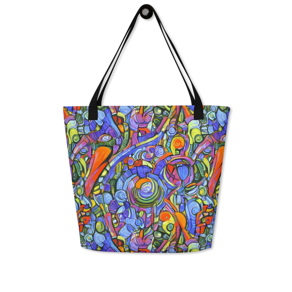 Kaleidoscope Voltage on Large Tote Bag W/ Pocket — Front