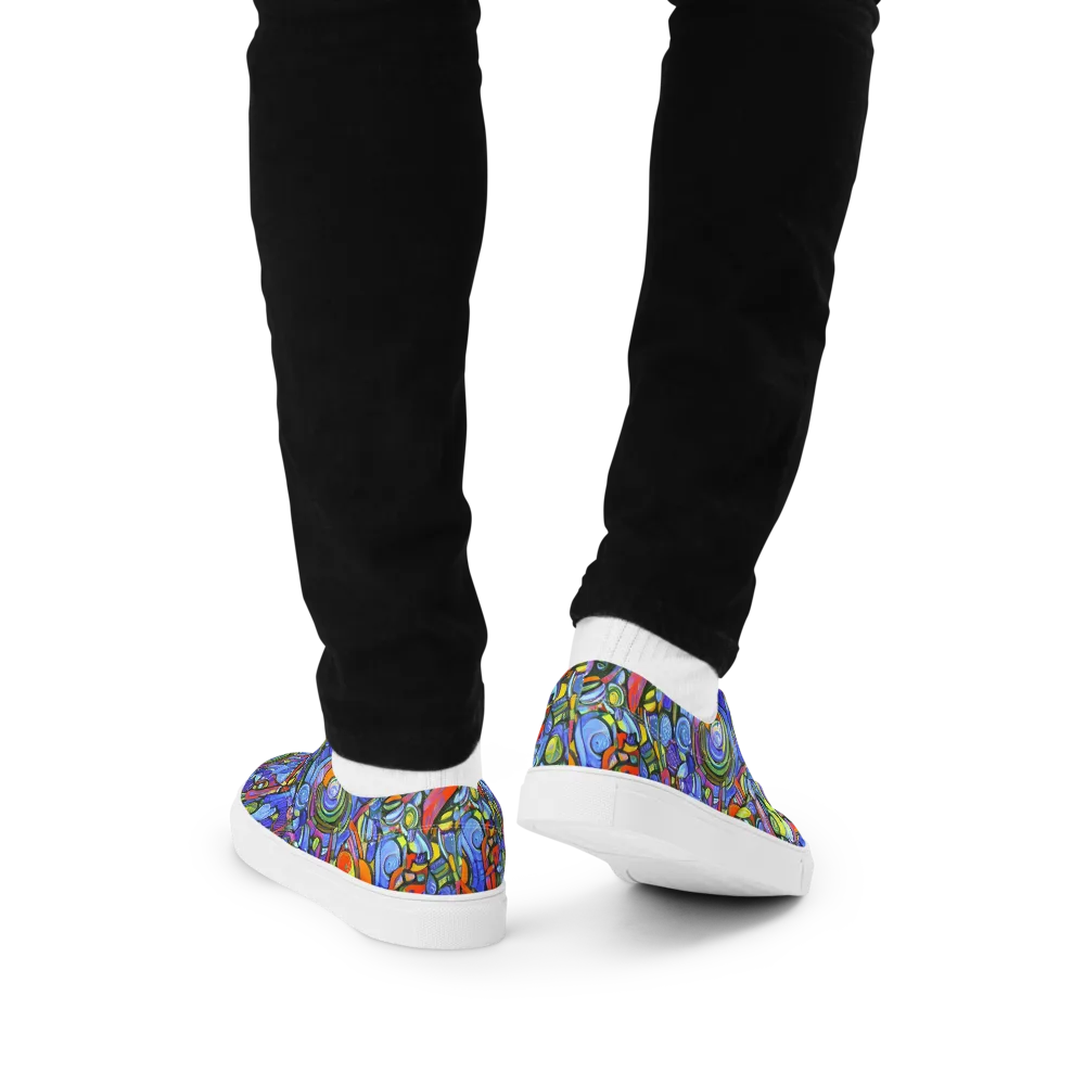 Kaleidoscope Voltage on Men's Lace-Up Canvas Shoes — Back