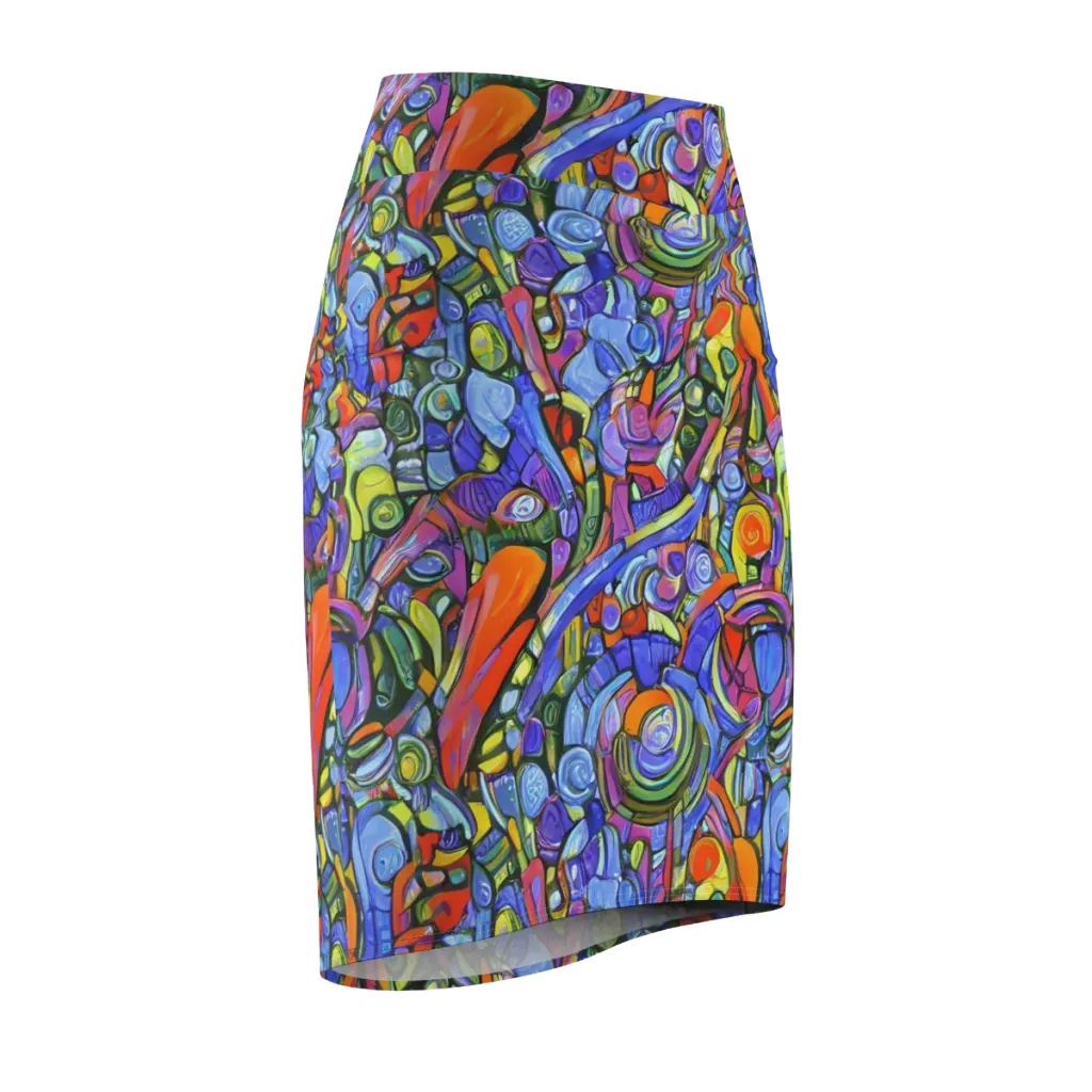 Kaleidoscope Voltage on Pencil Skirt — Front Side