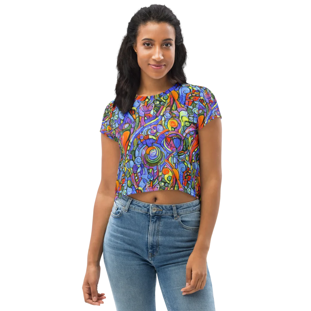 Kaleidoscope Voltage on Crop Tee — Front