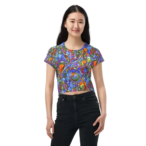 Kaleidoscope Voltage on a Crop Tee