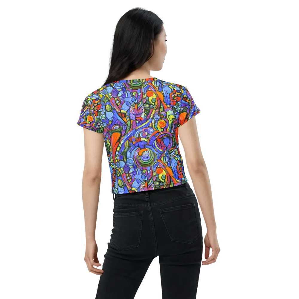 Kaleidoscope Voltage on Crop Tee — Back