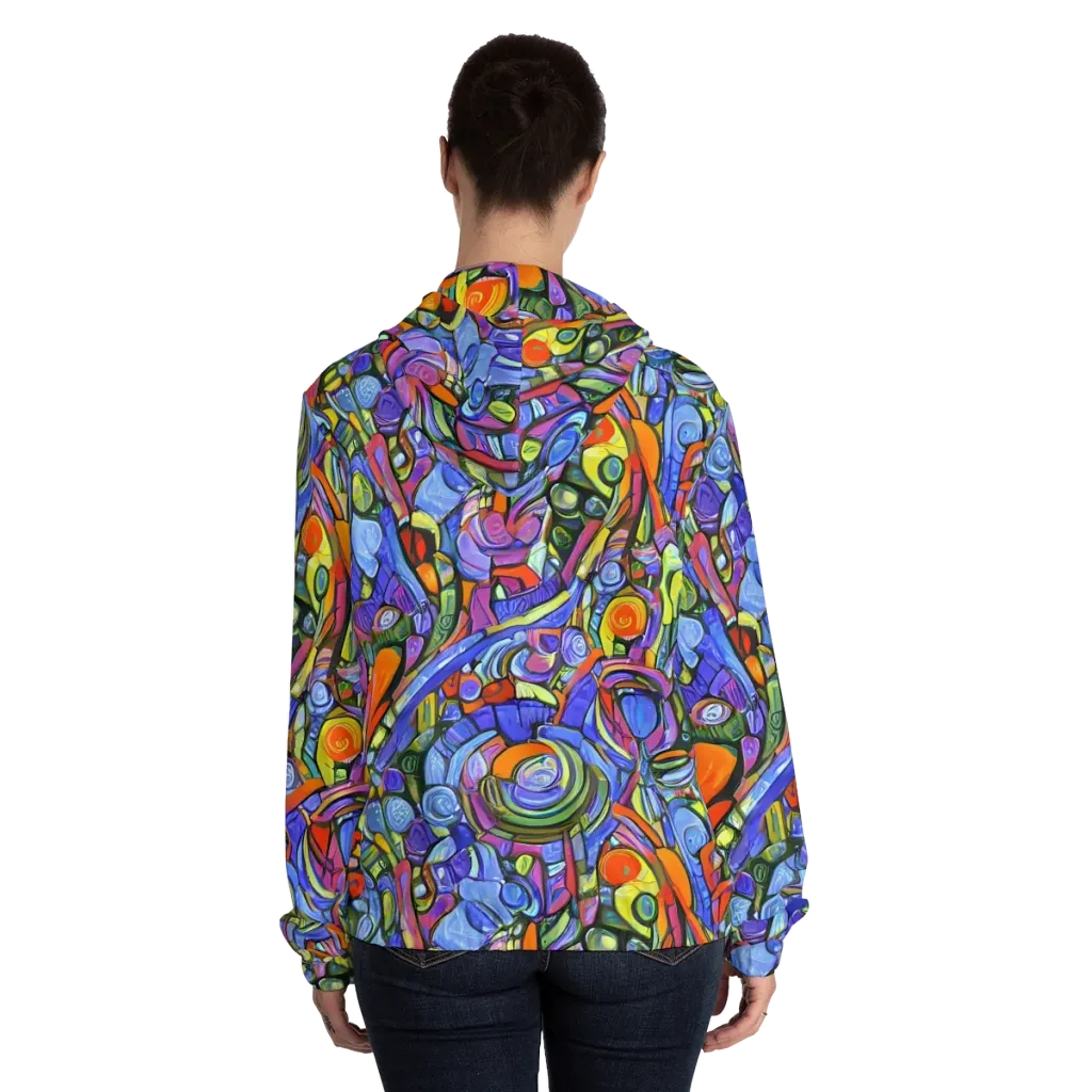 Kaleidoscope Voltage on Women's Full-Zip Hoodie — Back On Person