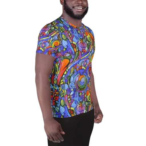 Kaleidoscope Voltage on a Men's Athletic T-Shirt