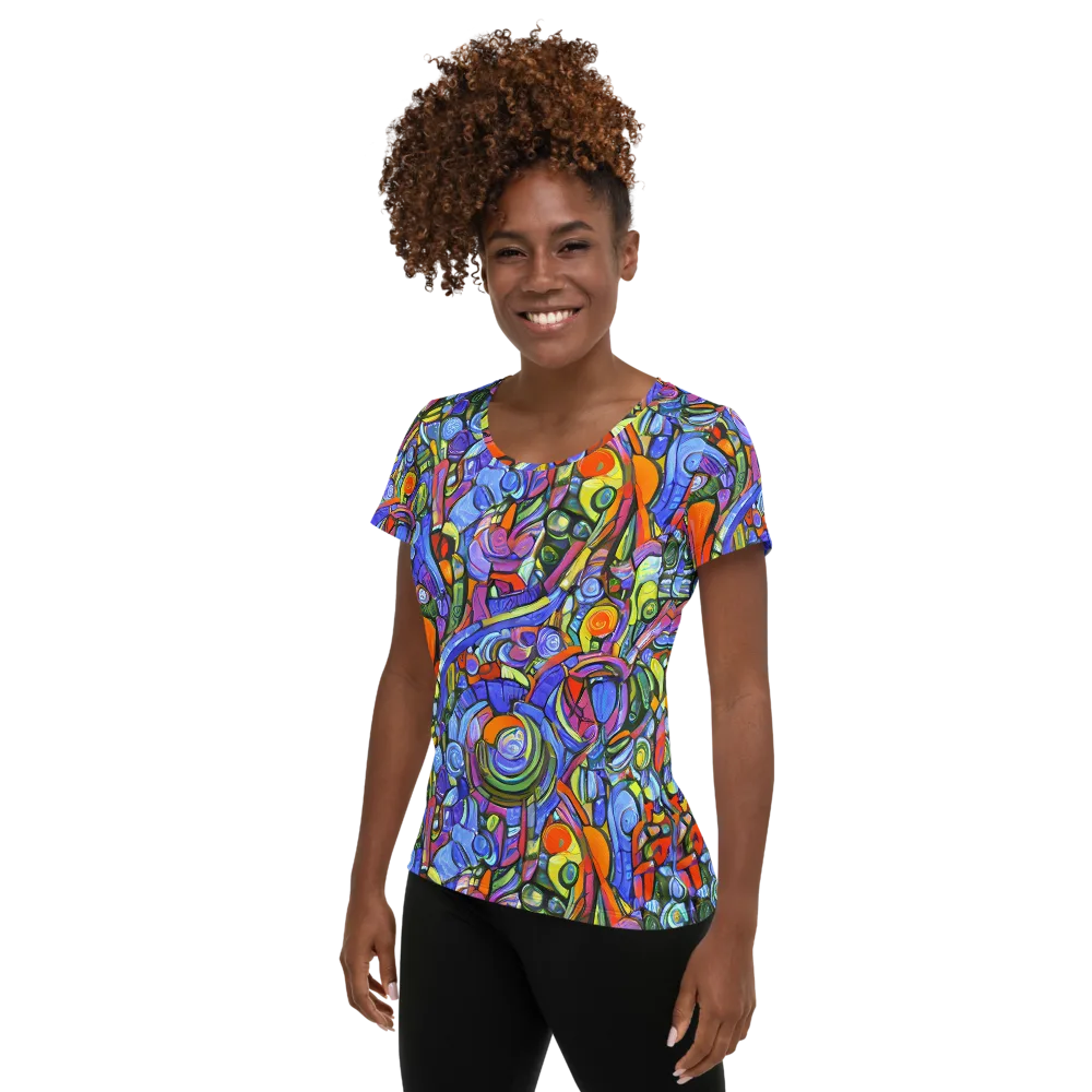 Kaleidoscope Voltage on Women's Athletic T-Shirt — Left