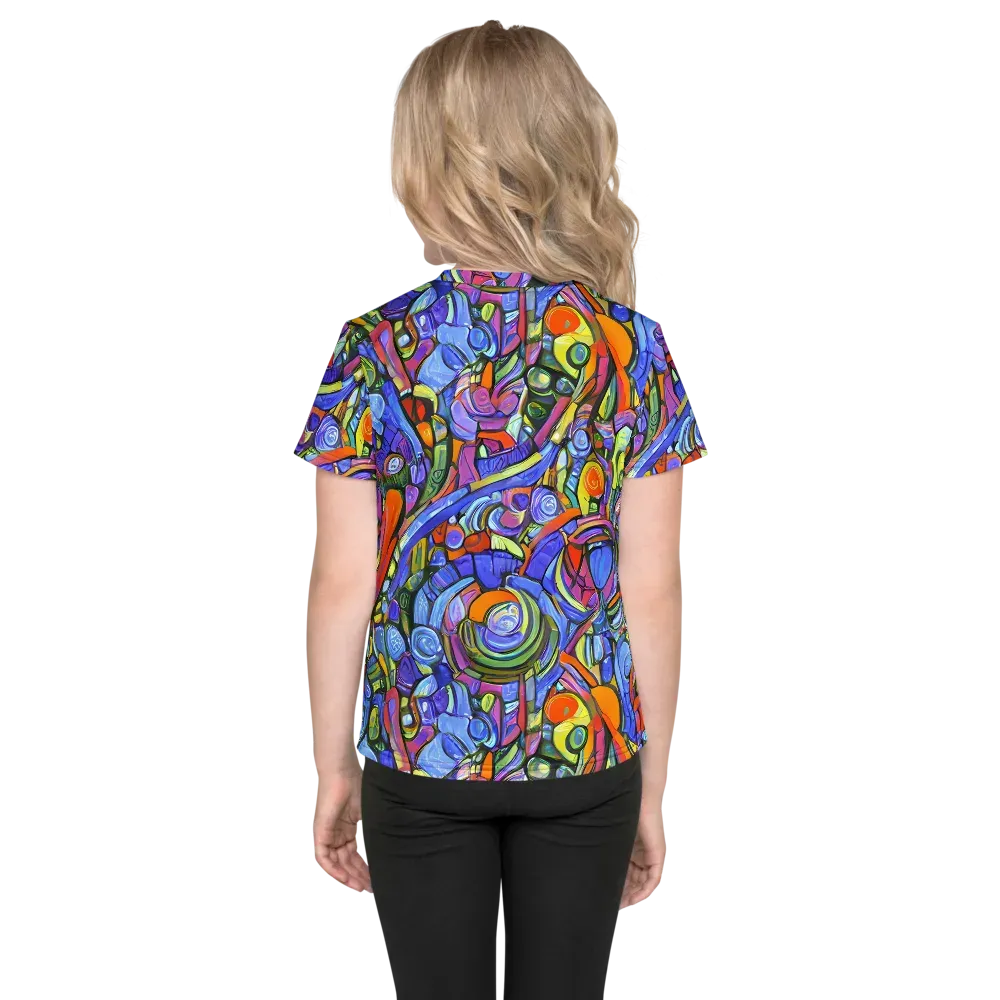 Kaleidoscope Voltage on Kids Crew Neck T-Shirt — Back