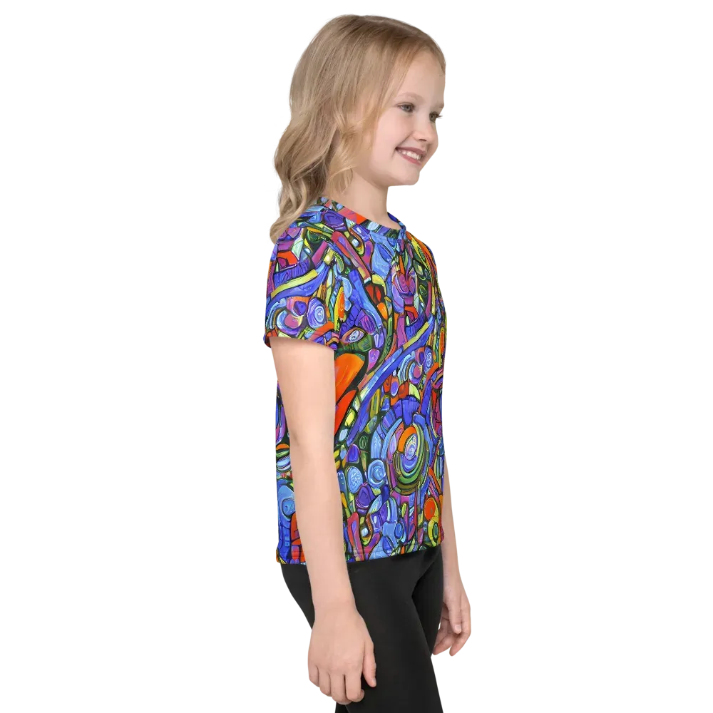 Kaleidoscope Voltage on Kids Crew Neck T-Shirt — Right