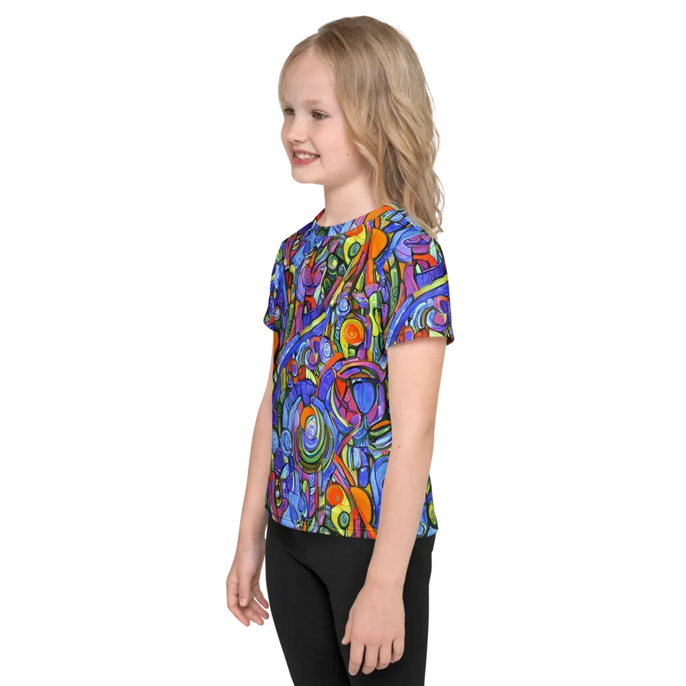 Kaleidoscope Voltage on Kids Crew Neck T-Shirt — Left