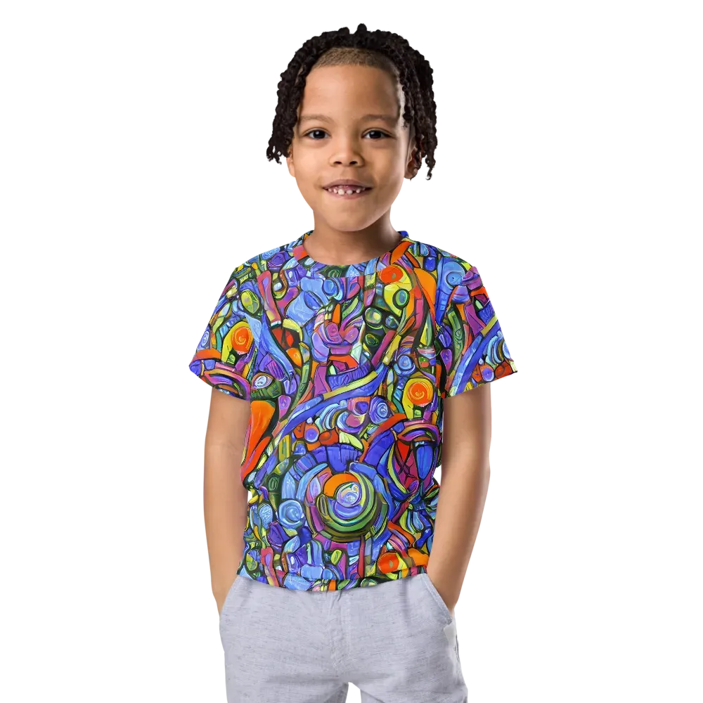 Kaleidoscope Voltage on Kids Crew Neck T-Shirt — Front
