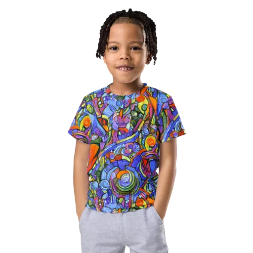 Kaleidoscope Voltage on a Kids Crew Neck T-Shirt