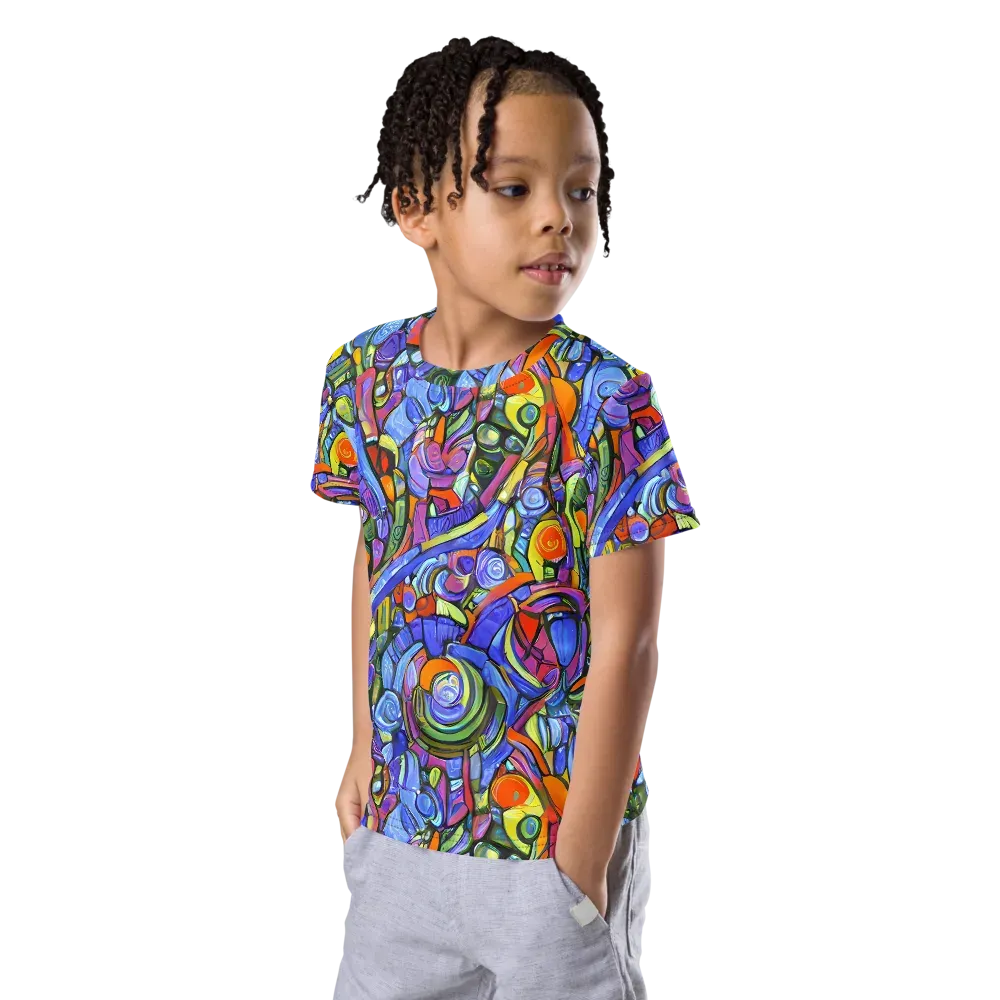 Kaleidoscope Voltage on Kids Crew Neck T-Shirt — Left Front