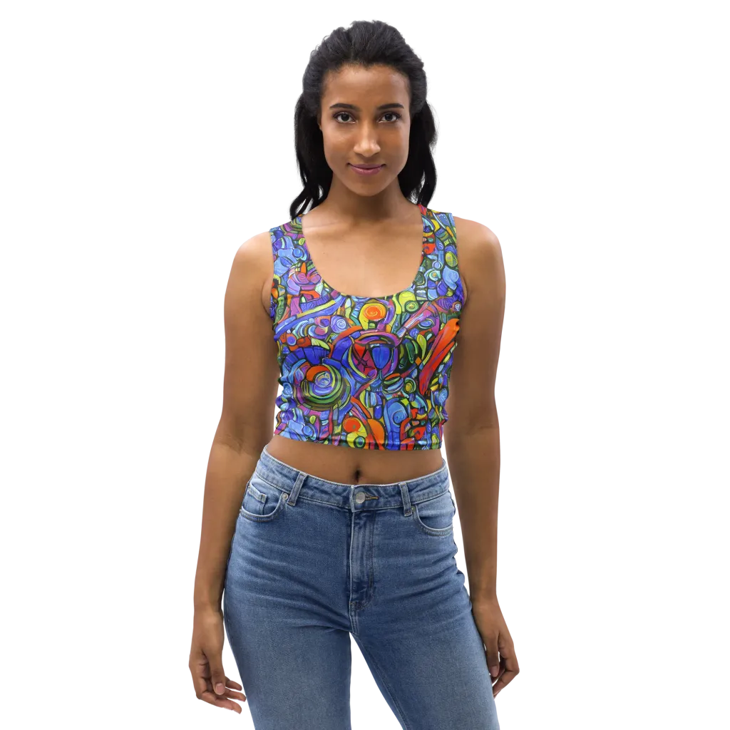 Kaleidoscope Voltage on Crop Top — Front