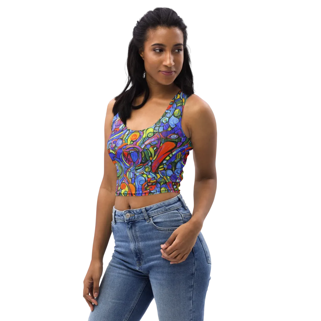 Kaleidoscope Voltage on Crop Top — Left Front