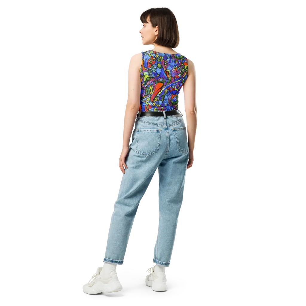 Kaleidoscope Voltage on Crop Top — Back