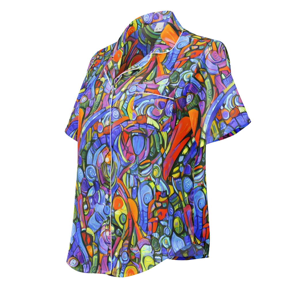 Kaleidoscope Voltage on Women's Short Sleeve Pajama Top — Left Front