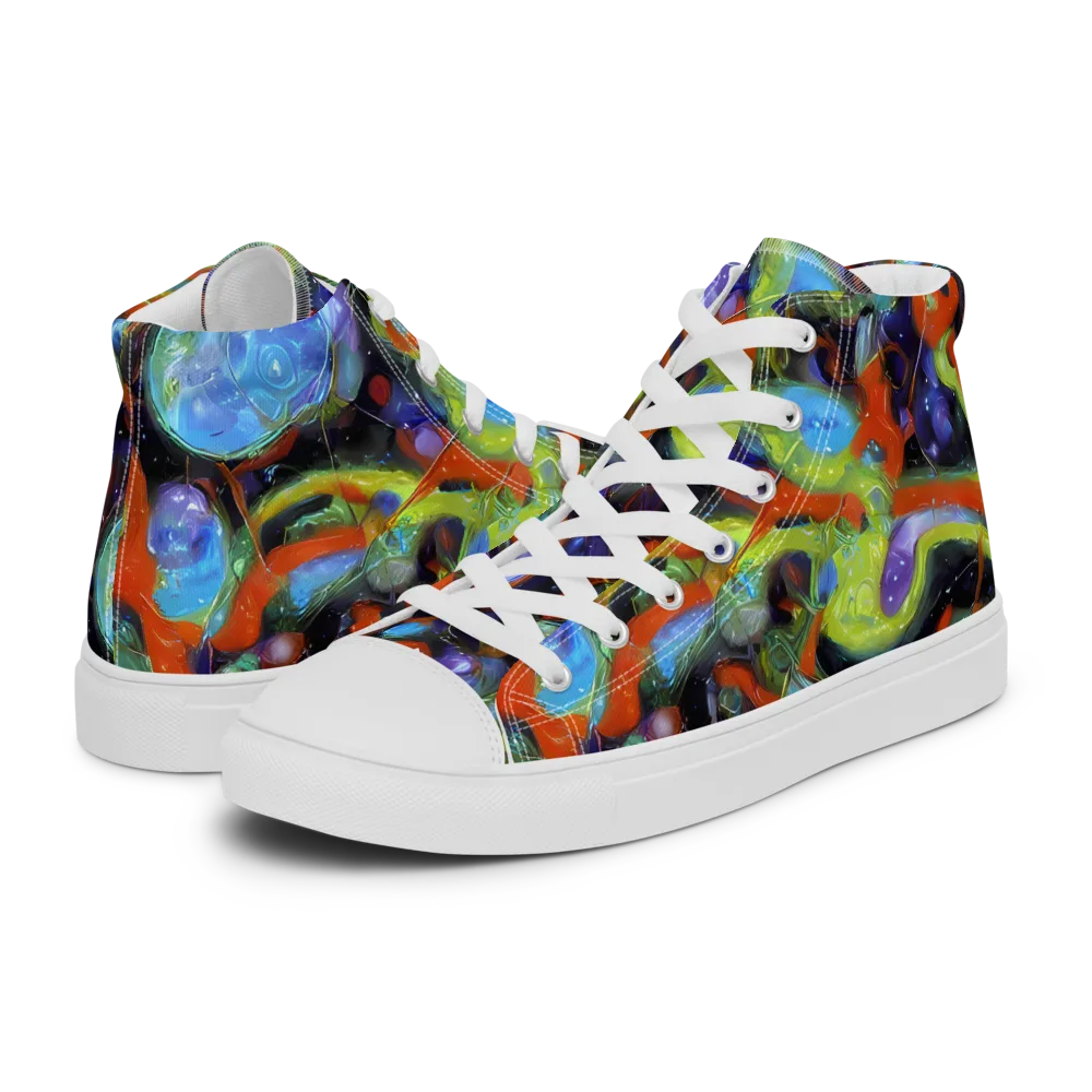 Prism Fever on Men's High Top Canvas Shoes — Left