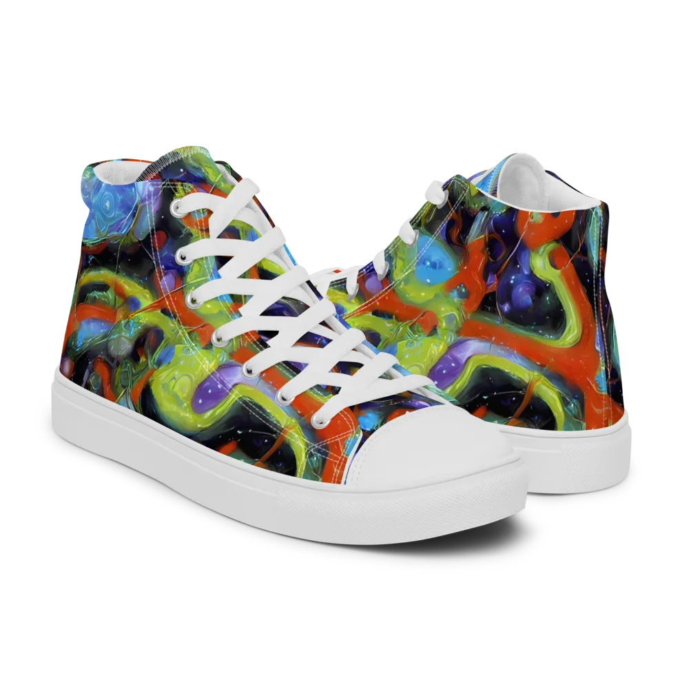 Prism Fever on Men's High Top Canvas Shoes — Right