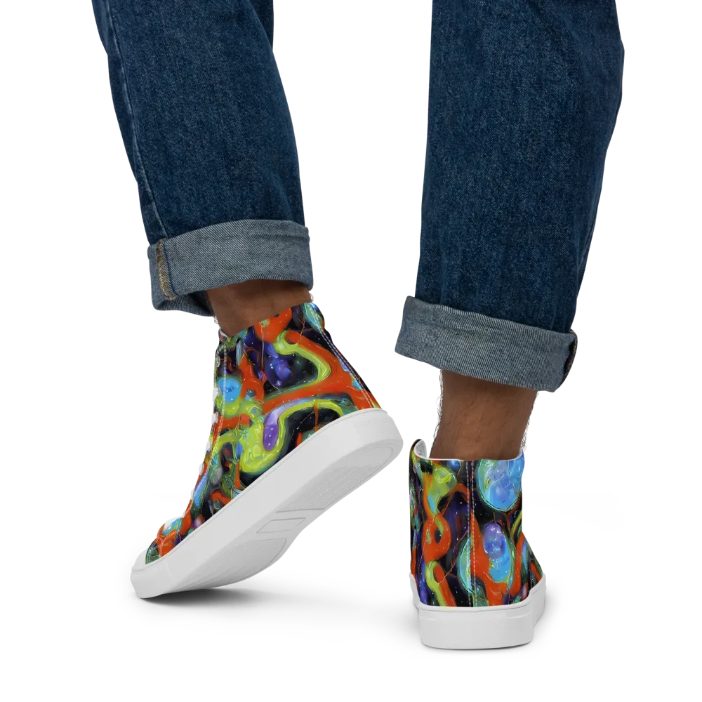 Prism Fever on Men's High Top Canvas Shoes — Back