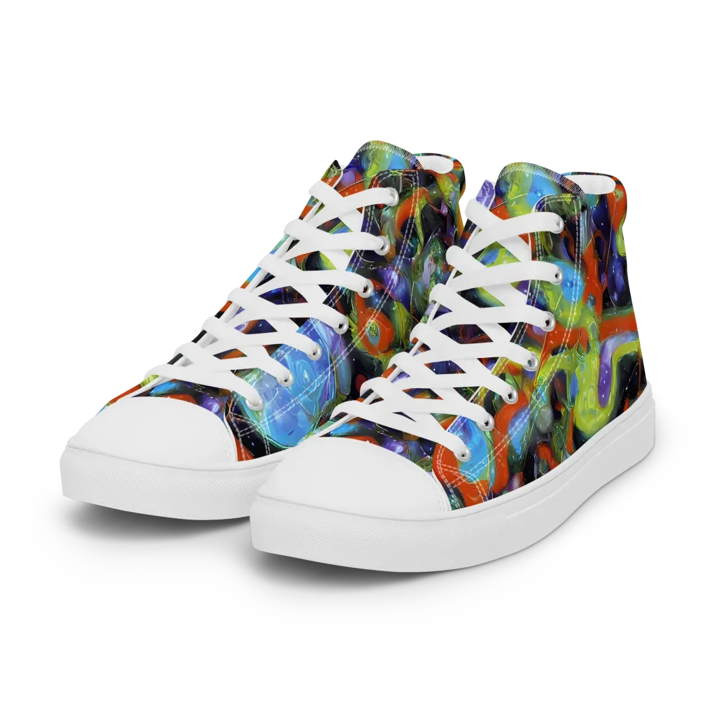 Prism Fever on Women's High Top Canvas Shoes — Left Front