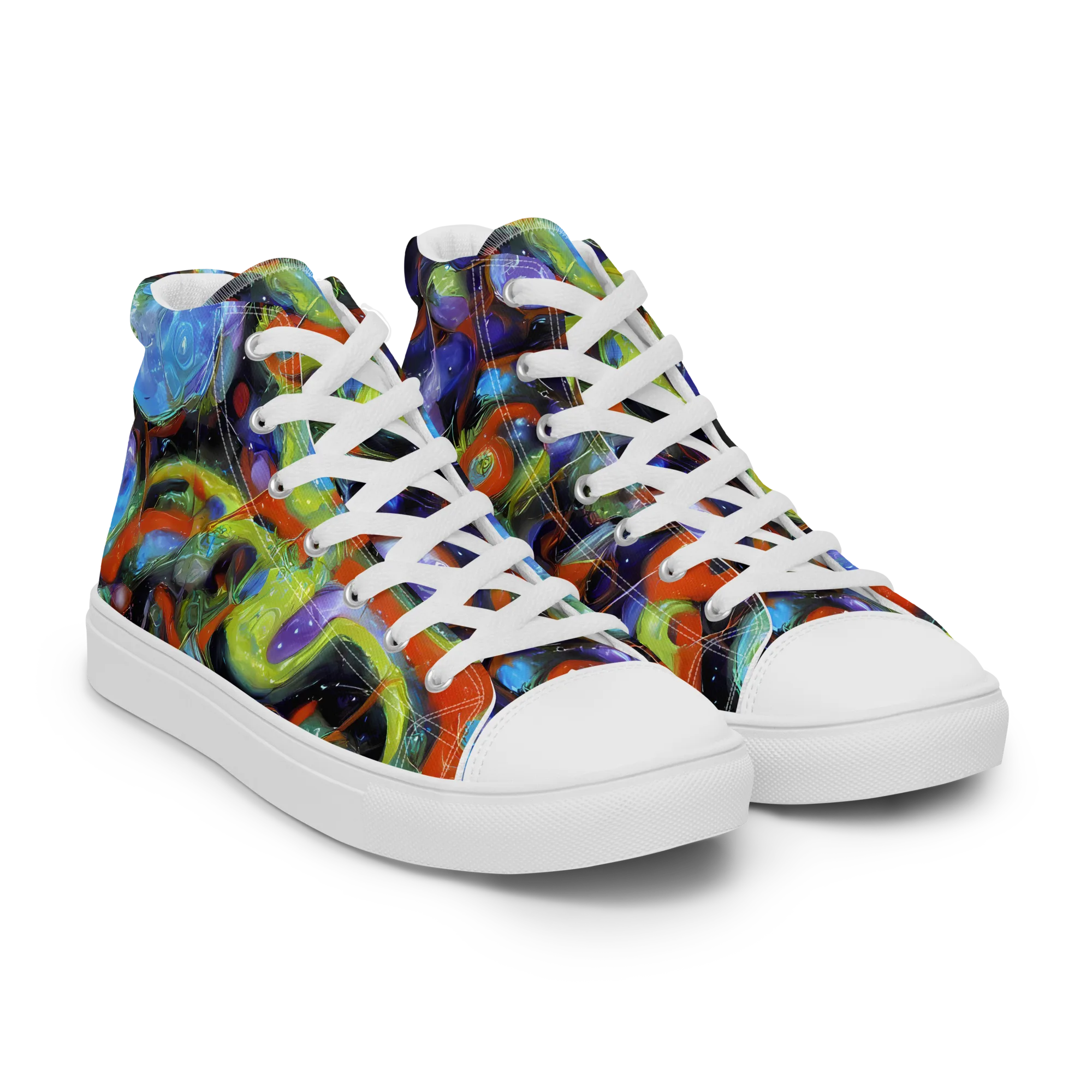 Prism Fever on Women's High Top Canvas Shoes — Right Front