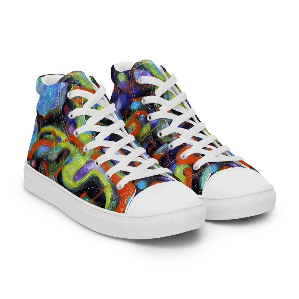 Prism Fever on Women's High Top Canvas Shoes — Right Front