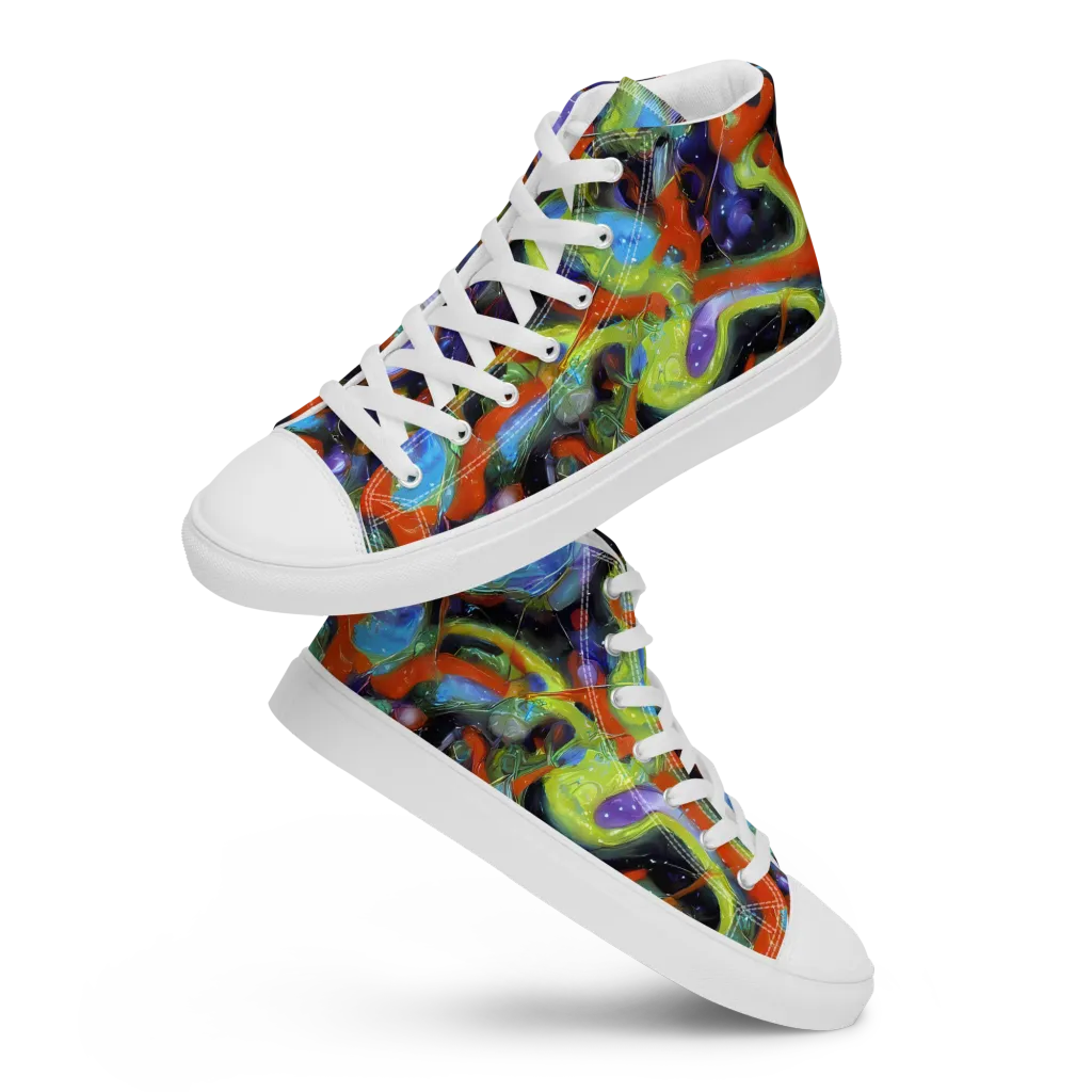 Prism Fever on Women's High Top Canvas Shoes — Front