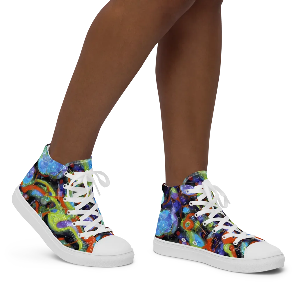 Prism Fever on Women's High Top Canvas Shoes — Right