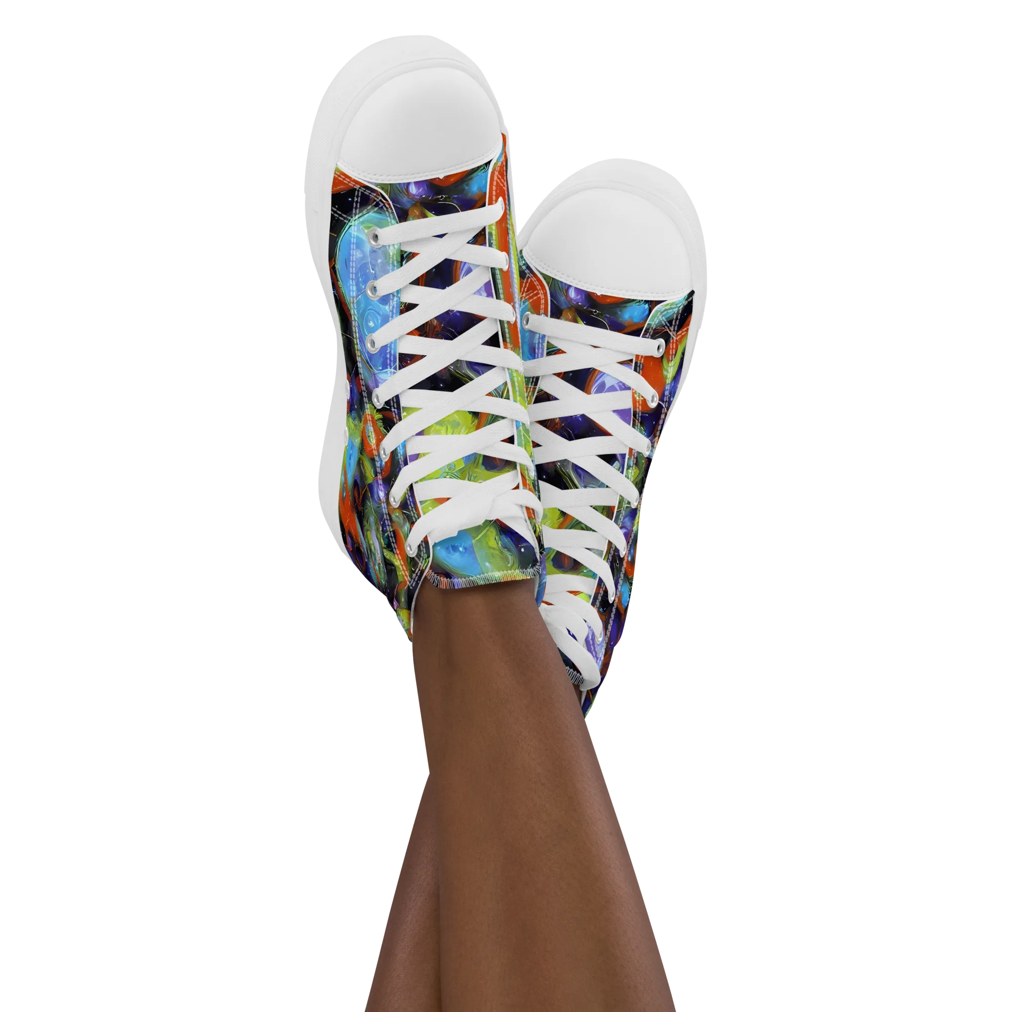 Prism Fever on Women's High Top Canvas Shoes — Front