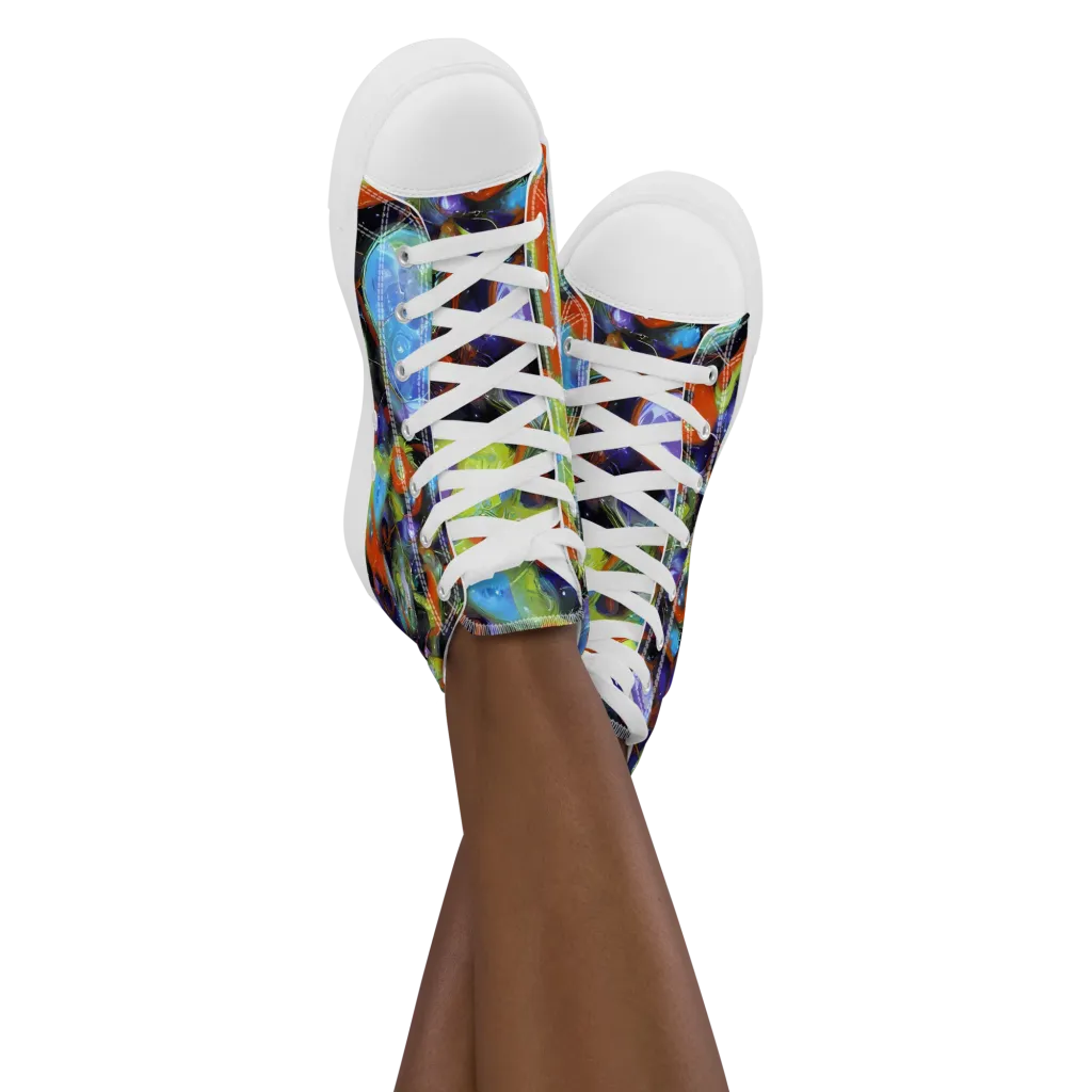 Prism Fever on Women's High Top Canvas Shoes — Front