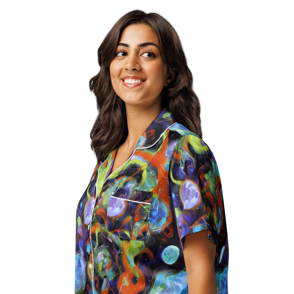 Prism Fever on Women's Short Sleeve Pajama Top — Left Front