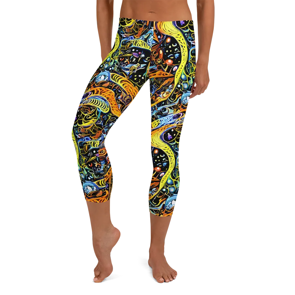 Blacklight Odyssey on Capri Leggings — Front