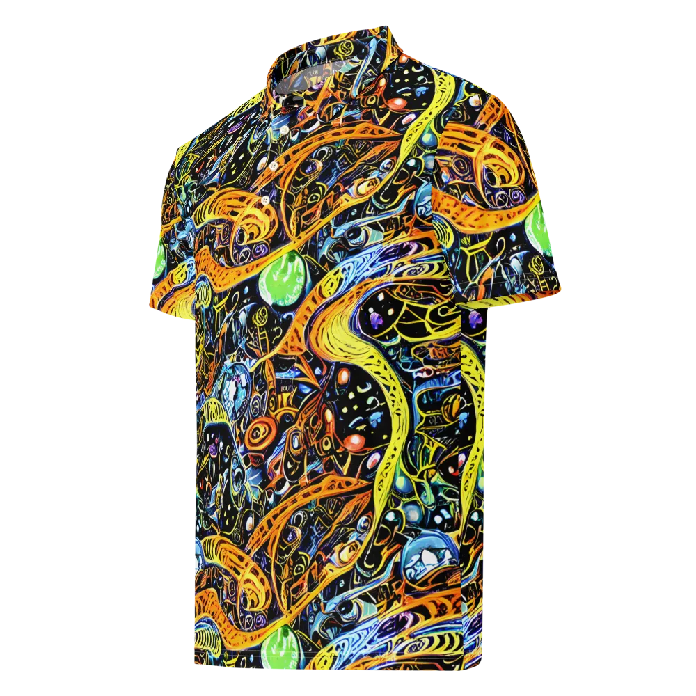Blacklight Odyssey on Men's Slim Fit Polo Shirt — Left Front
