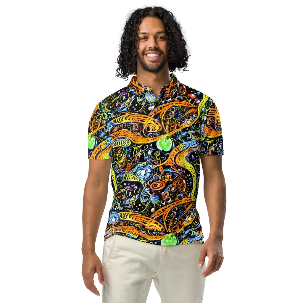 Blacklight Odyssey on Men's Slim Fit Polo Shirt — Front