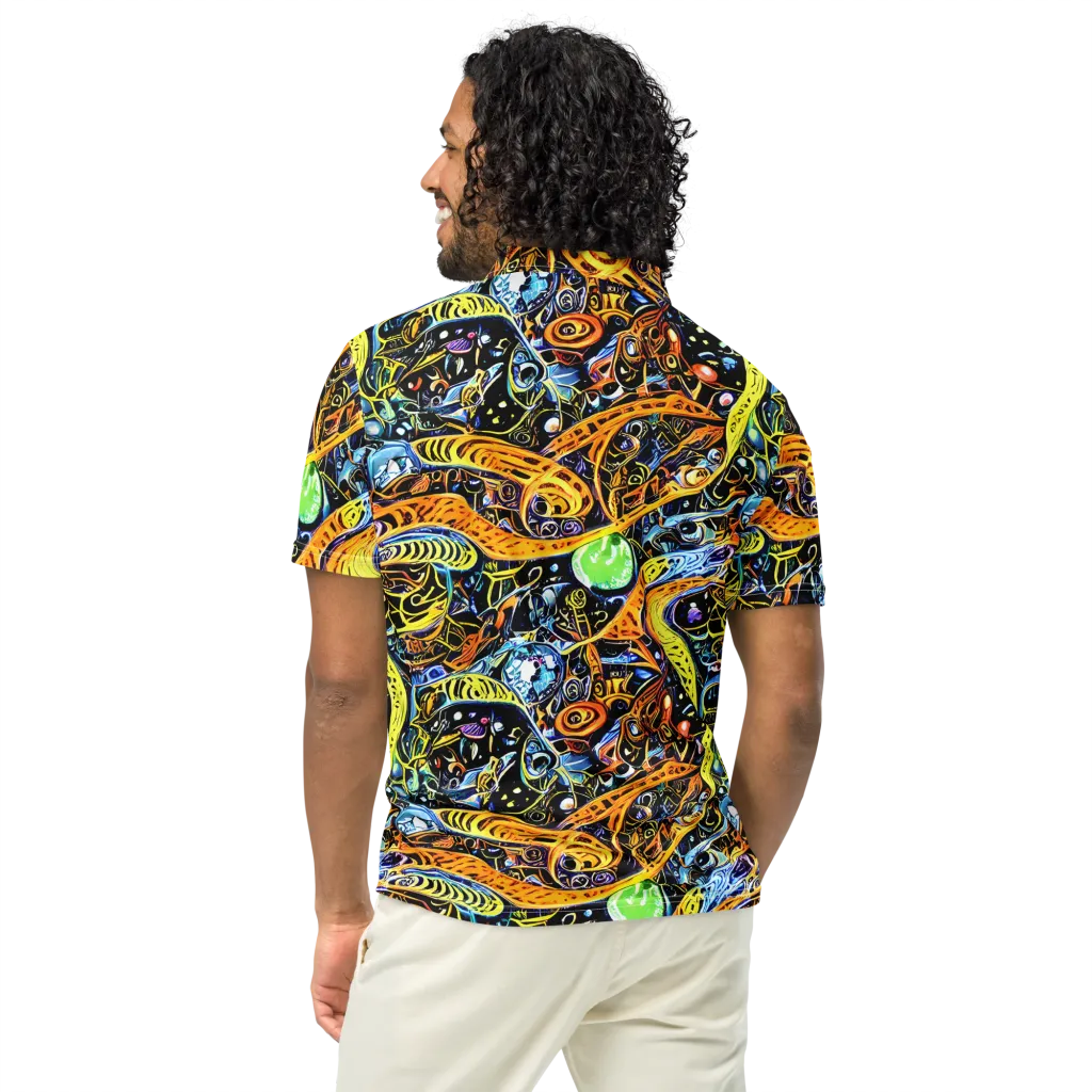 Blacklight Odyssey on Men's Slim Fit Polo Shirt — Back