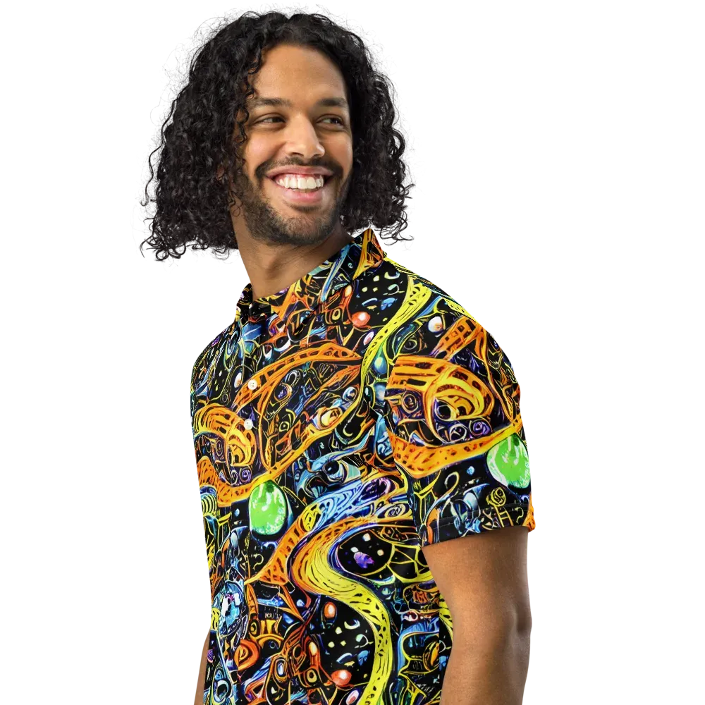 Blacklight Odyssey on Men's Slim Fit Polo Shirt — Left Front