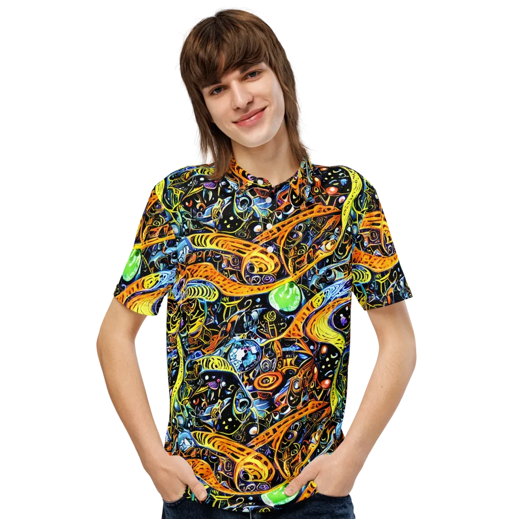 Blacklight Odyssey on Men's Slim Fit Polo Shirt — Front