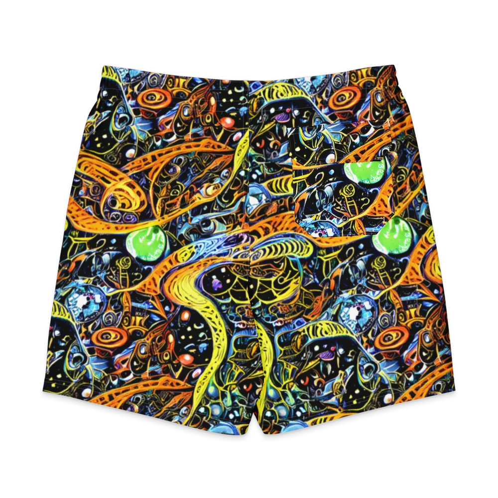 Blacklight Odyssey on Men's Board Shorts — Back