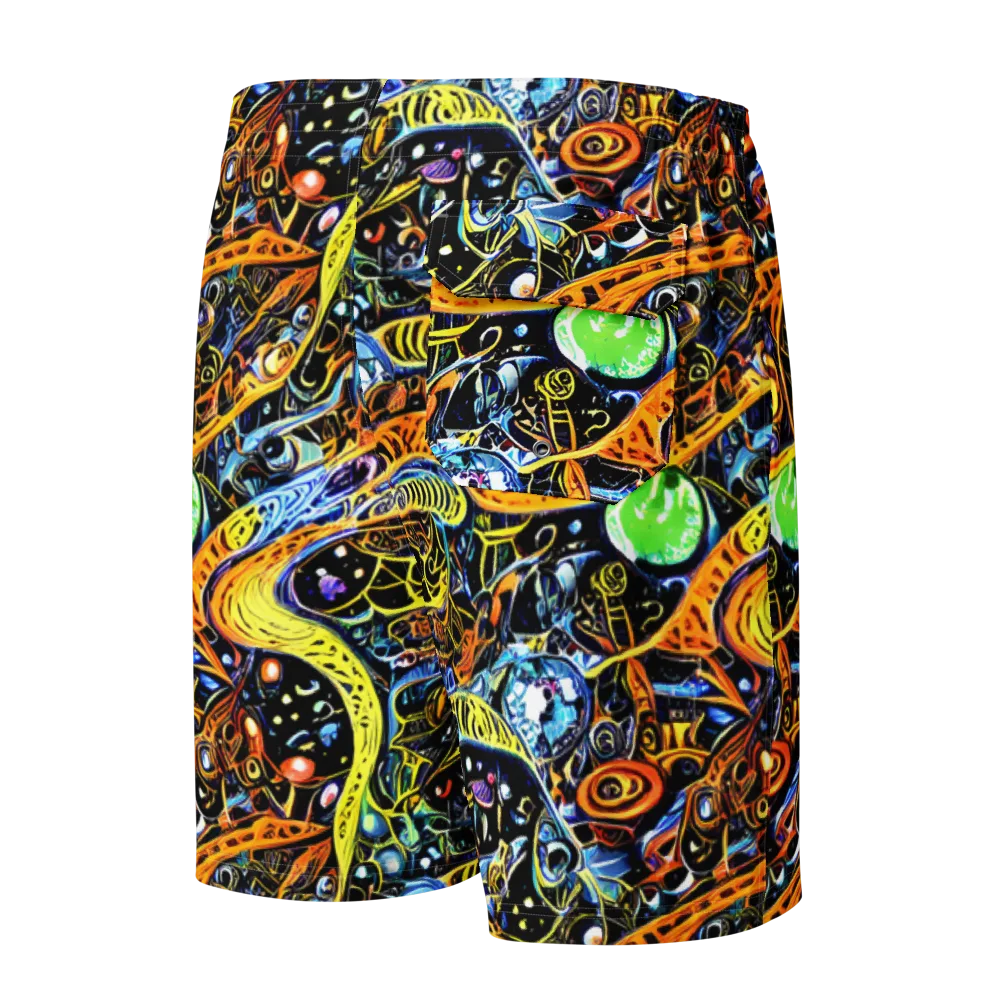 Blacklight Odyssey on Men's Board Shorts — Back
