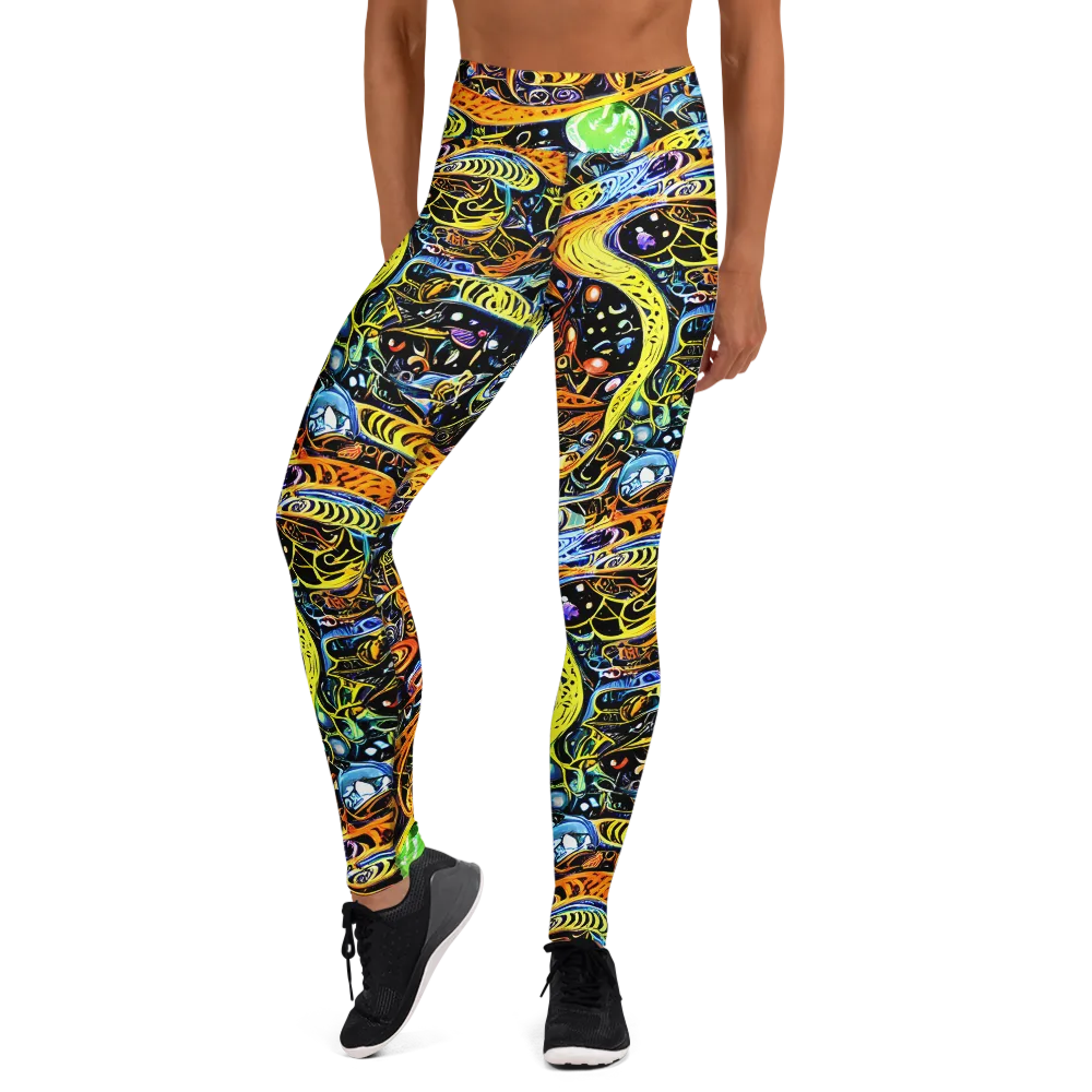Blacklight Odyssey on Yoga Leggings — Front