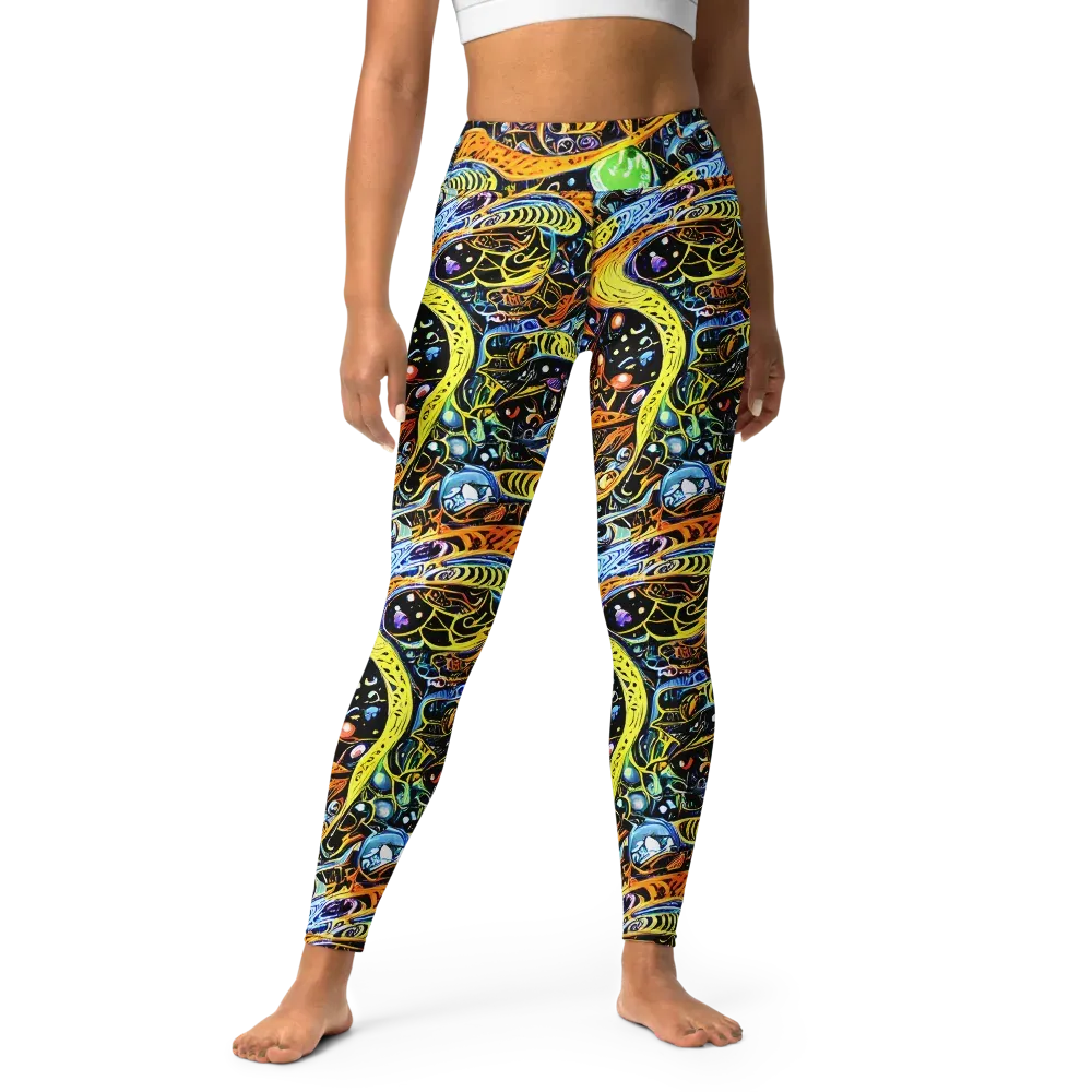 Blacklight Odyssey on Yoga Leggings — Front
