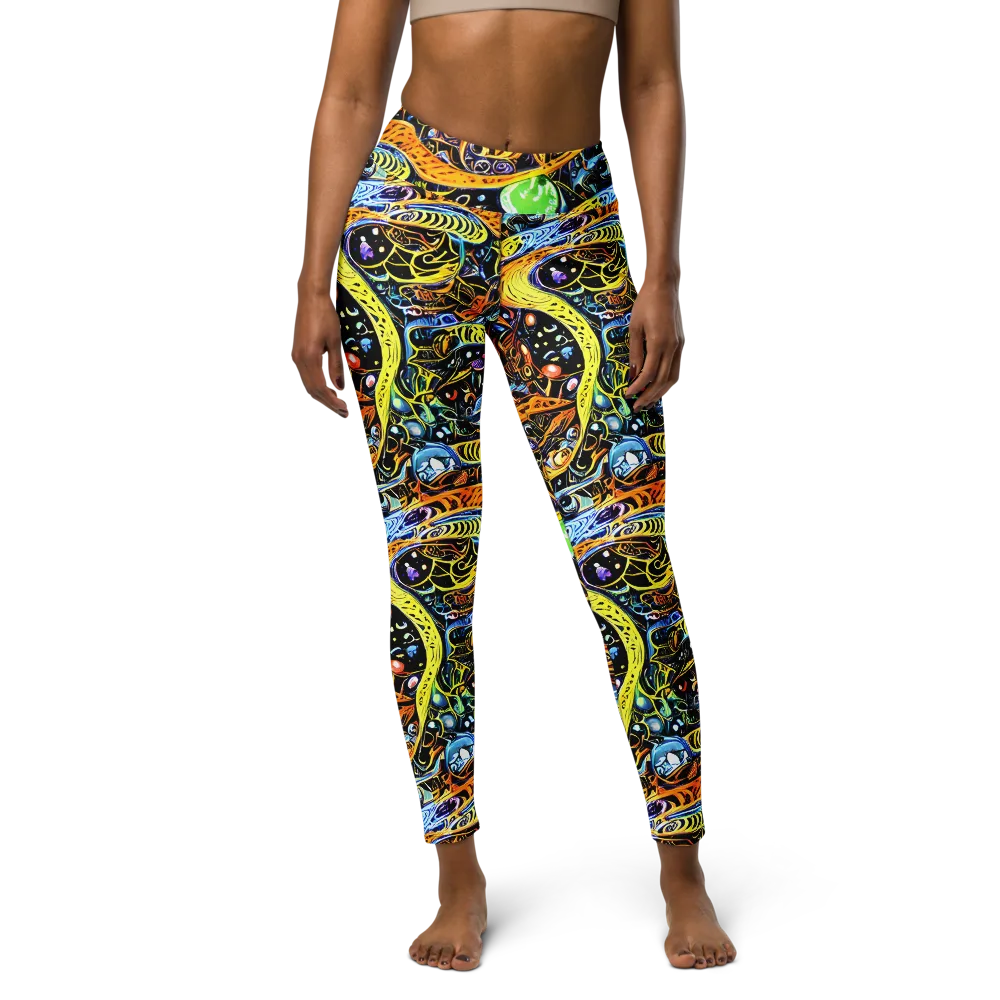 Blacklight Odyssey on Yoga Leggings — Front