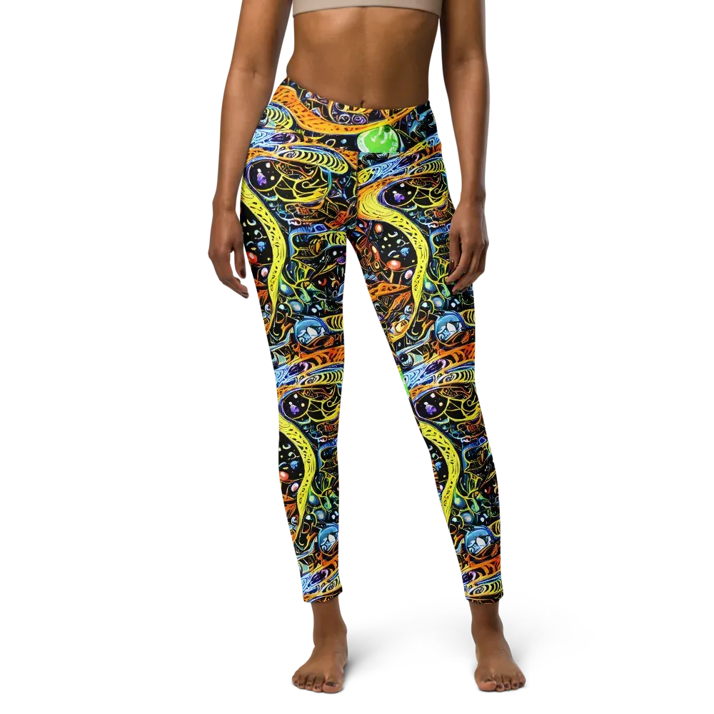 Blacklight Odyssey on Yoga Leggings — Front