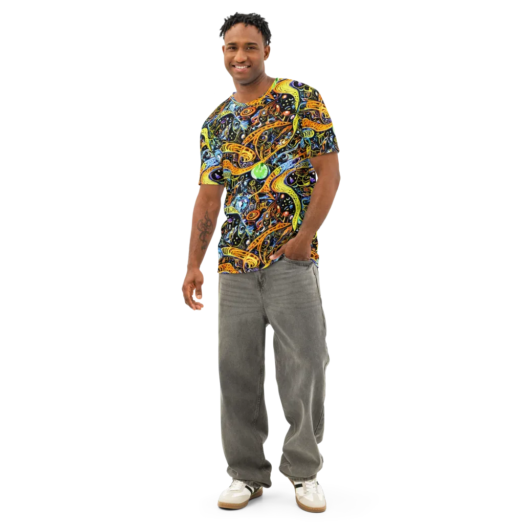 Blacklight Odyssey on Men's Cotton Crew Neck T-Shirt — Front