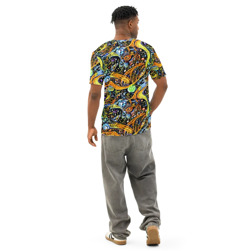 Blacklight Odyssey on Men's Cotton Crew Neck T-Shirt — Back